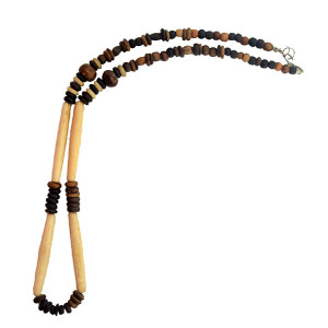 Ethnic necklace with wooden and bone beads - Ethnic Inspiration